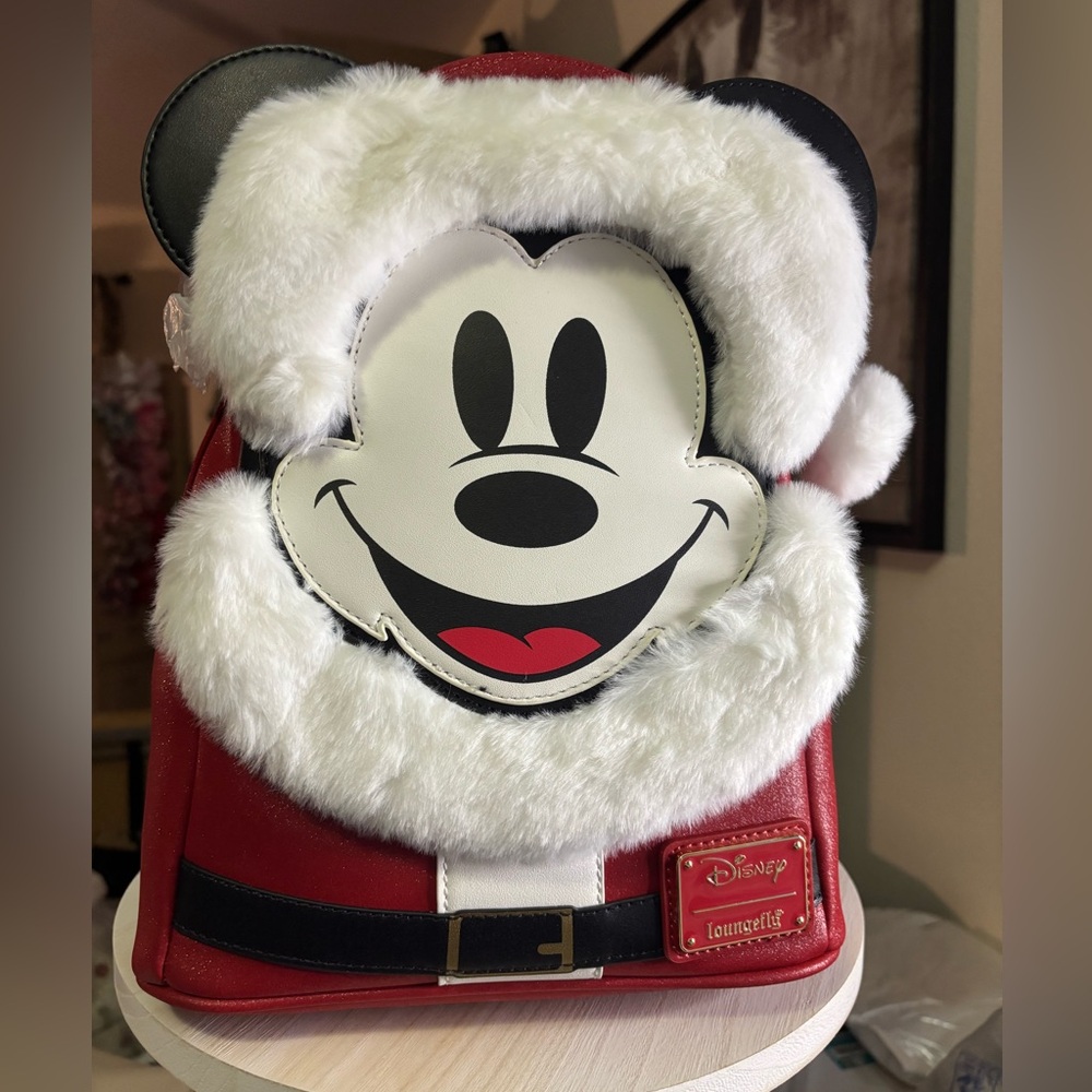 Loungefly Mickey Mouse Santa Backpack - Red and White